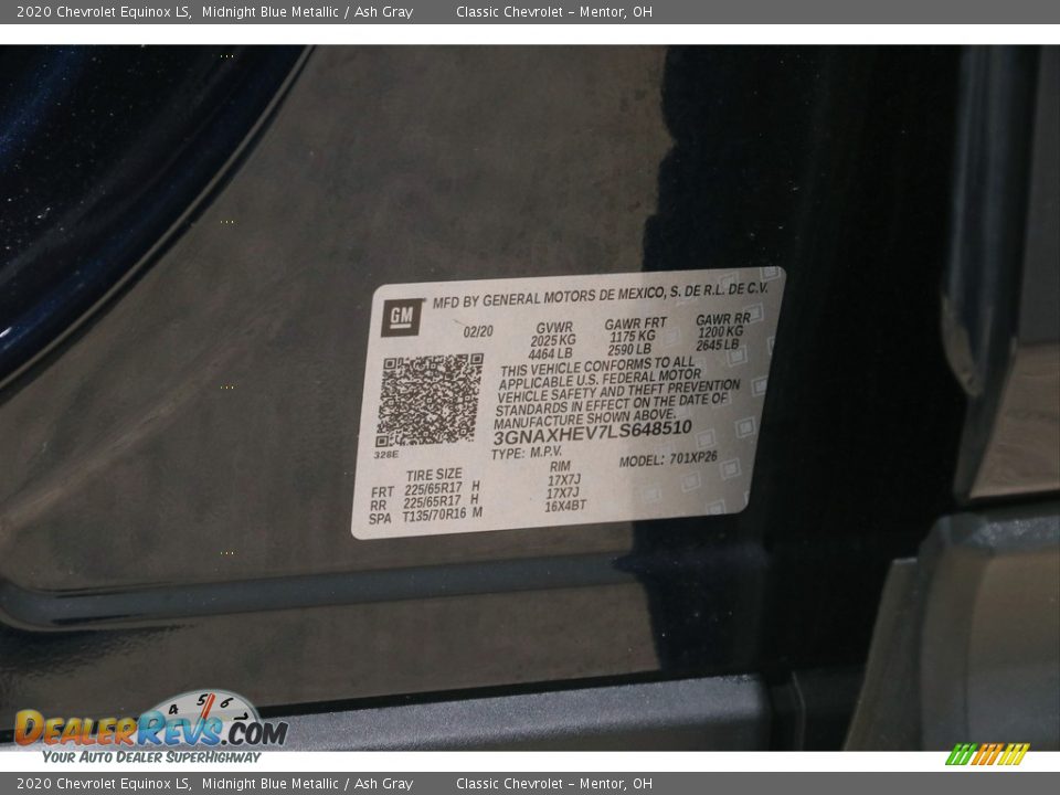 2020 Chevrolet Equinox LS Midnight Blue Metallic / Ash Gray Photo #20