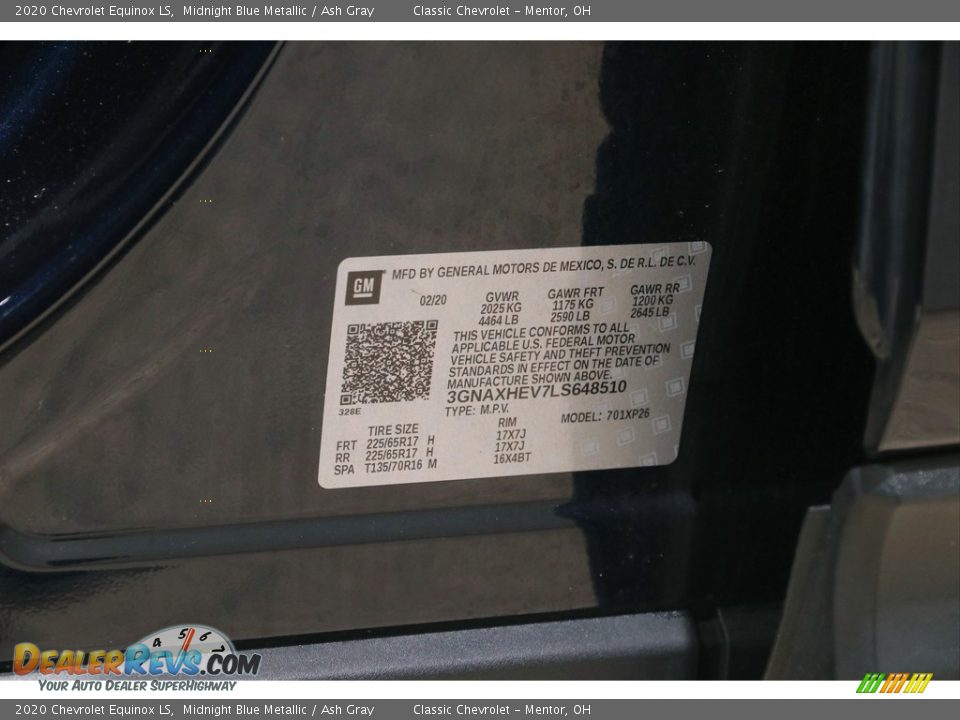2020 Chevrolet Equinox LS Midnight Blue Metallic / Ash Gray Photo #20