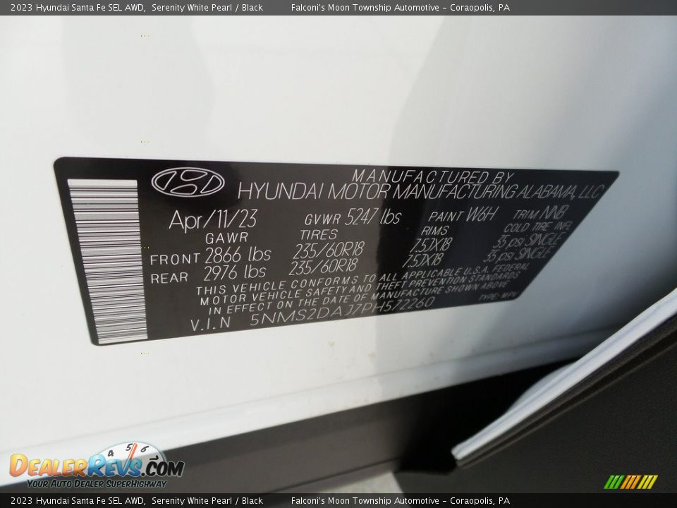 2023 Hyundai Santa Fe SEL AWD Serenity White Pearl / Black Photo #18