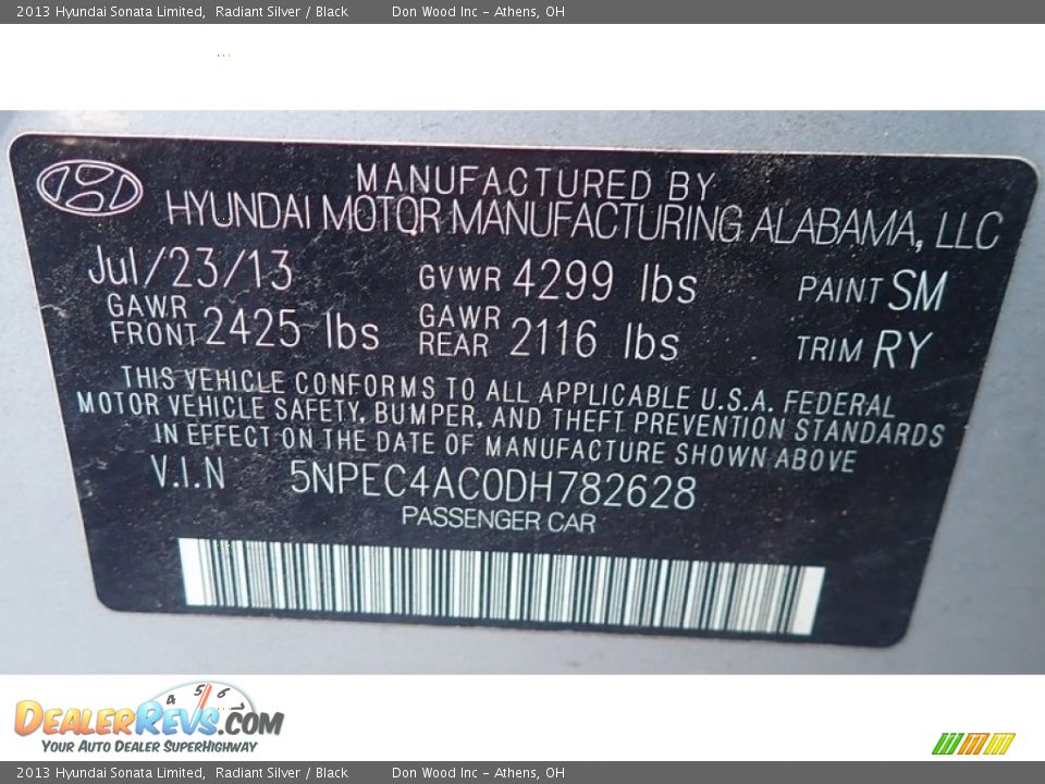 2013 Hyundai Sonata Limited Radiant Silver / Black Photo #20