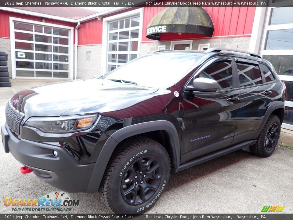 2021 Jeep Cherokee Traihawk 4x4 Diamond Black Crystal Pearl / Black Photo #1