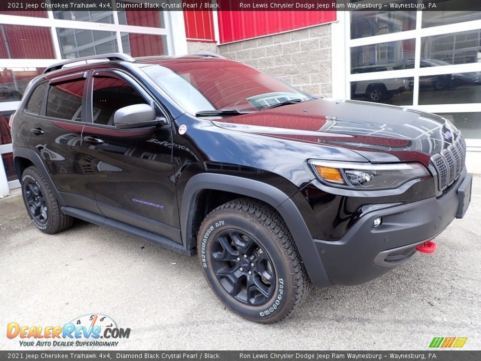 2021 Jeep Cherokee Traihawk 4x4 Diamond Black Crystal Pearl / Black Photo #4