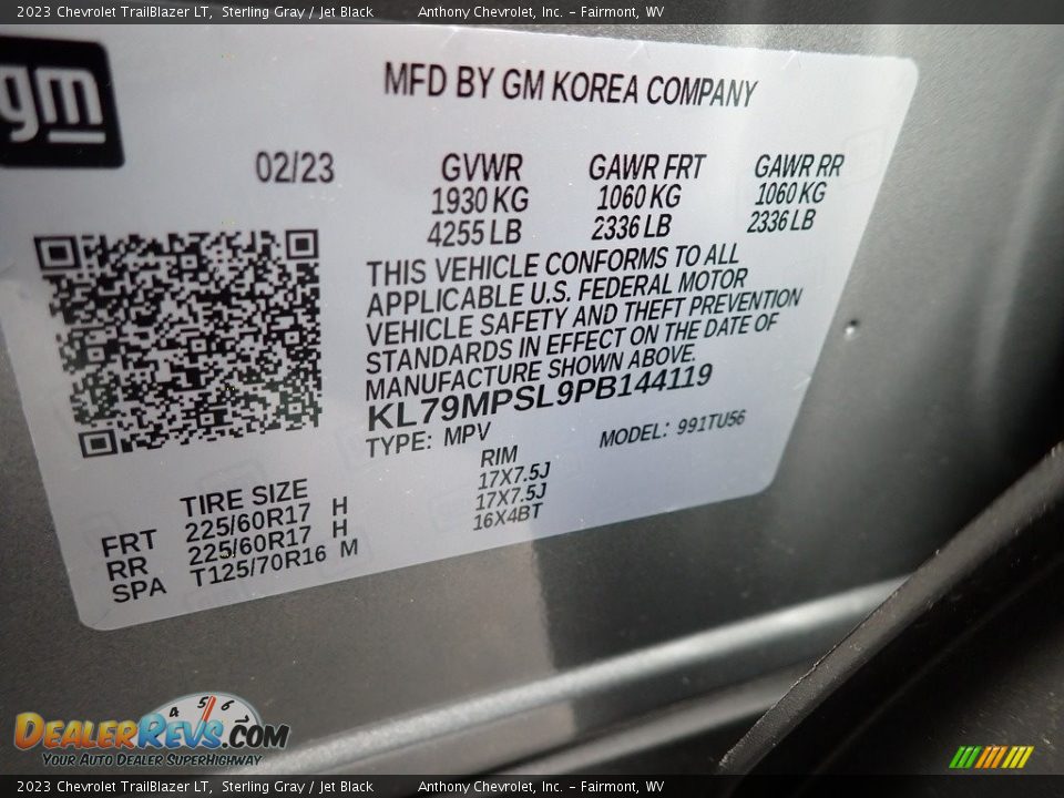 2023 Chevrolet TrailBlazer LT Sterling Gray / Jet Black Photo #15