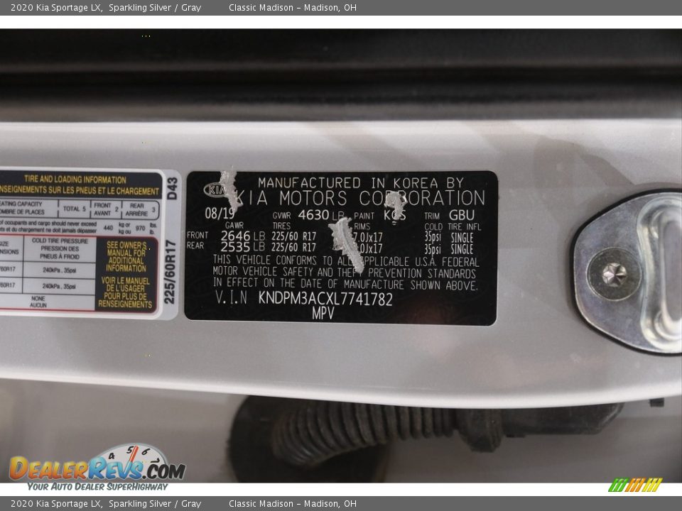 2020 Kia Sportage LX Sparkling Silver / Gray Photo #20
