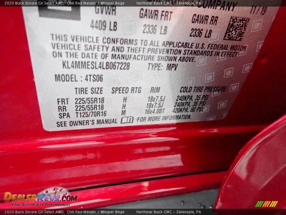 2020 Buick Encore GX Select AWD Chili Red Metallic / Whisper Beige Photo #30