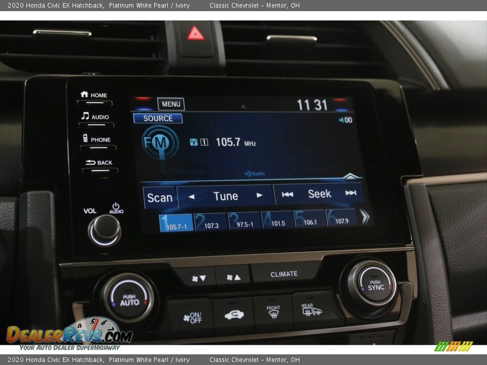 2020 Honda Civic EX Hatchback Platinum White Pearl / Ivory Photo #10