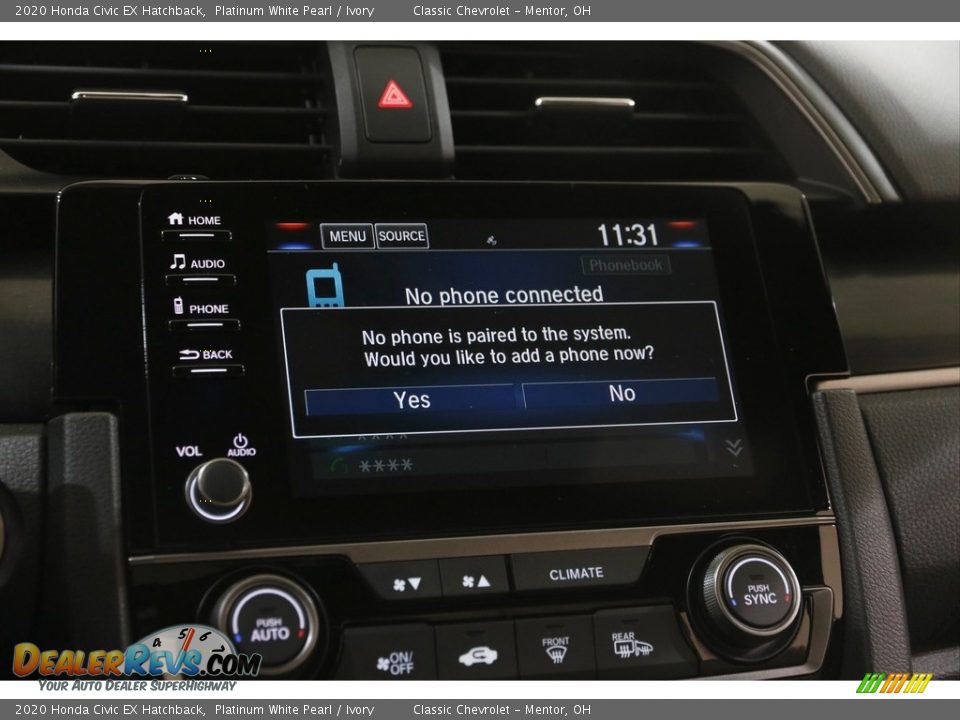 2020 Honda Civic EX Hatchback Platinum White Pearl / Ivory Photo #11
