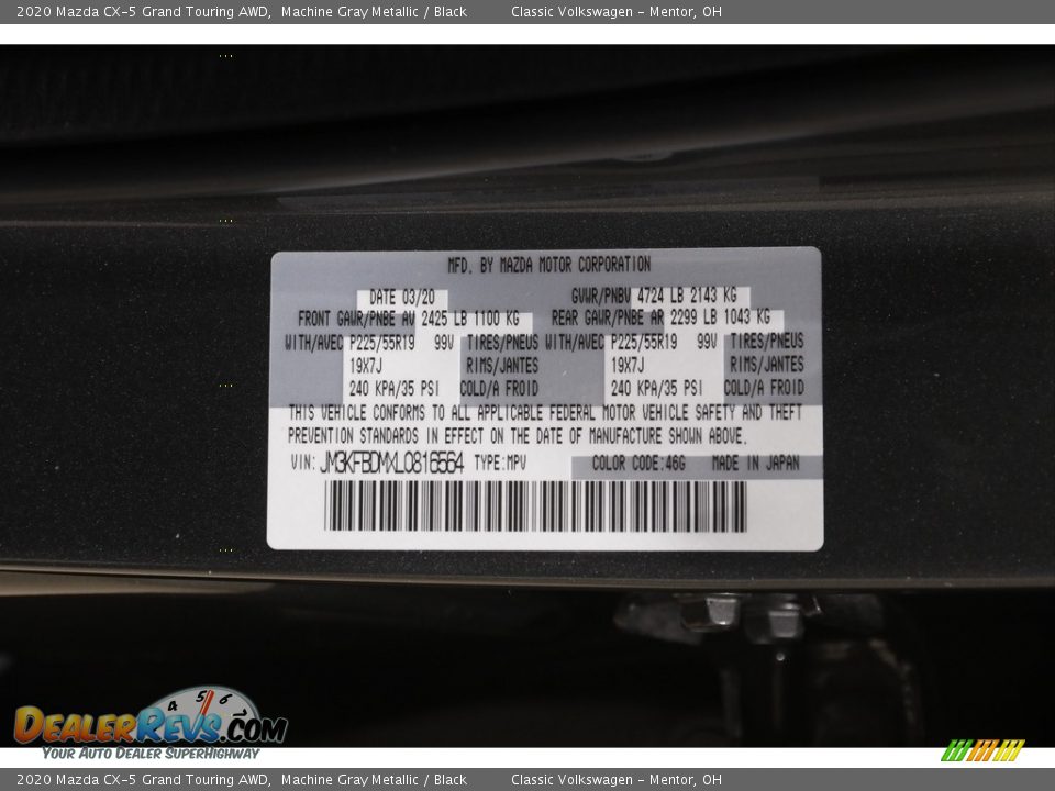 2020 Mazda CX-5 Grand Touring AWD Machine Gray Metallic / Black Photo #21