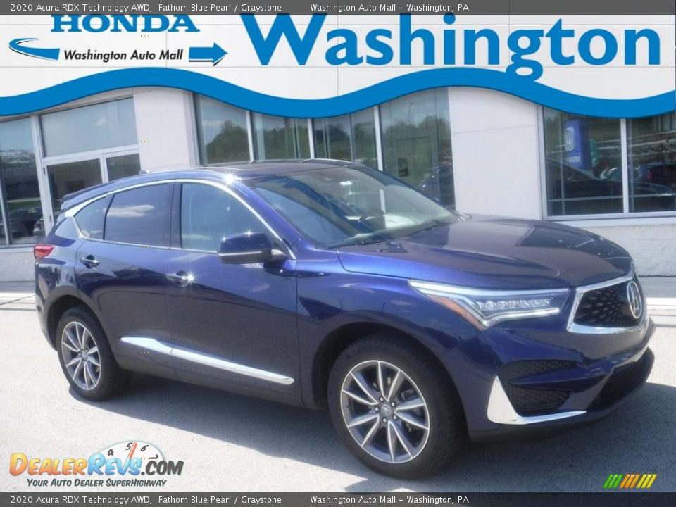 2020 Acura RDX Technology AWD Fathom Blue Pearl / Graystone Photo #1