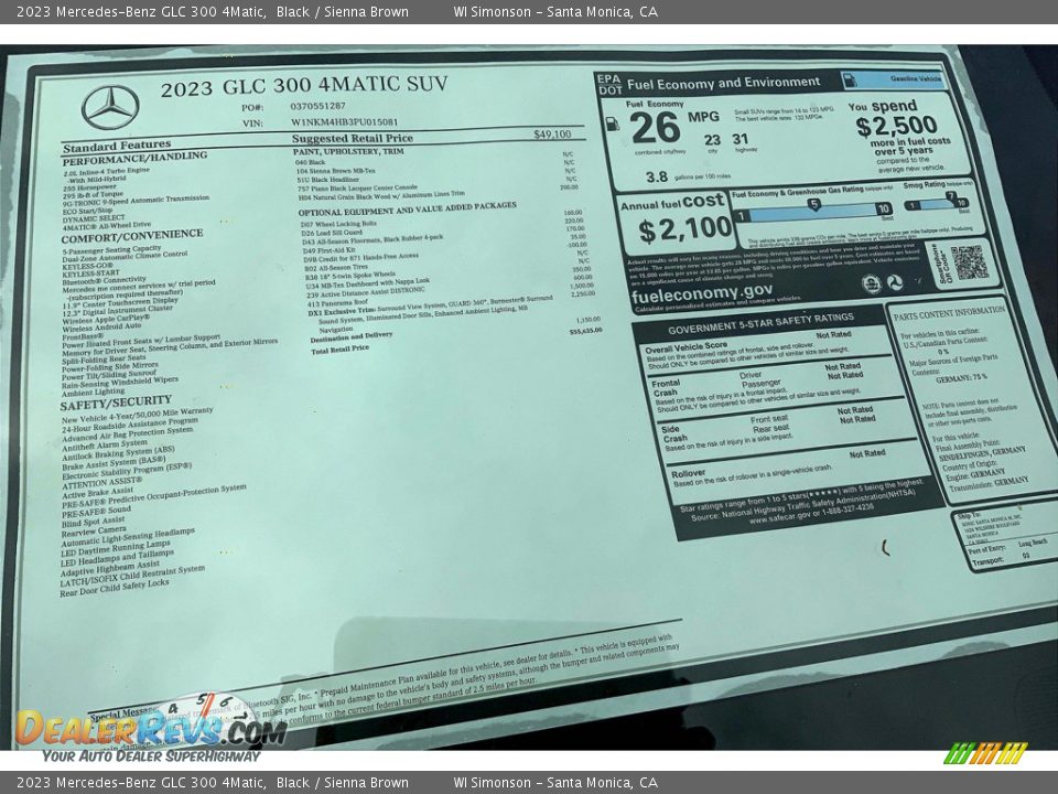 2023 Mercedes-Benz GLC 300 4Matic Window Sticker Photo #12