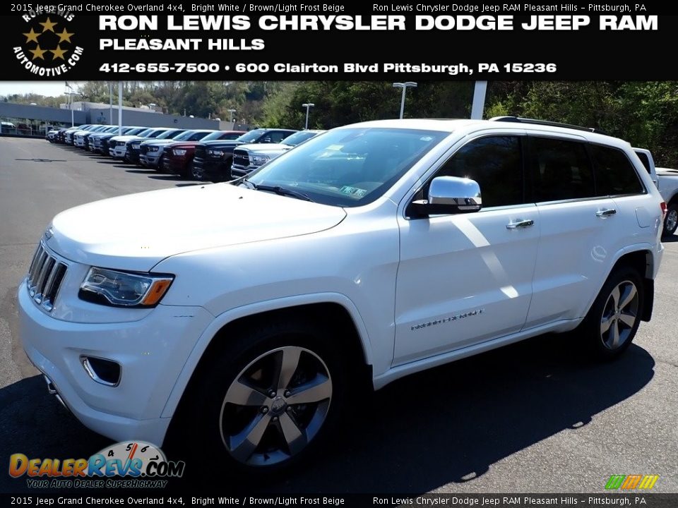 2015 Jeep Grand Cherokee Overland 4x4 Bright White / Brown/Light Frost Beige Photo #1