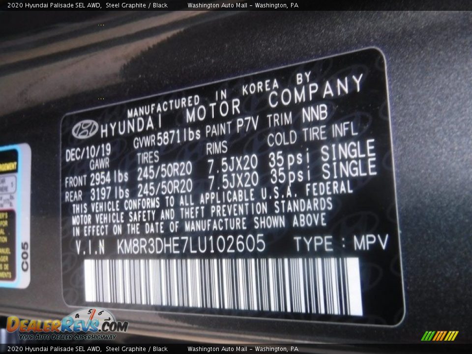 2020 Hyundai Palisade SEL AWD Steel Graphite / Black Photo #33