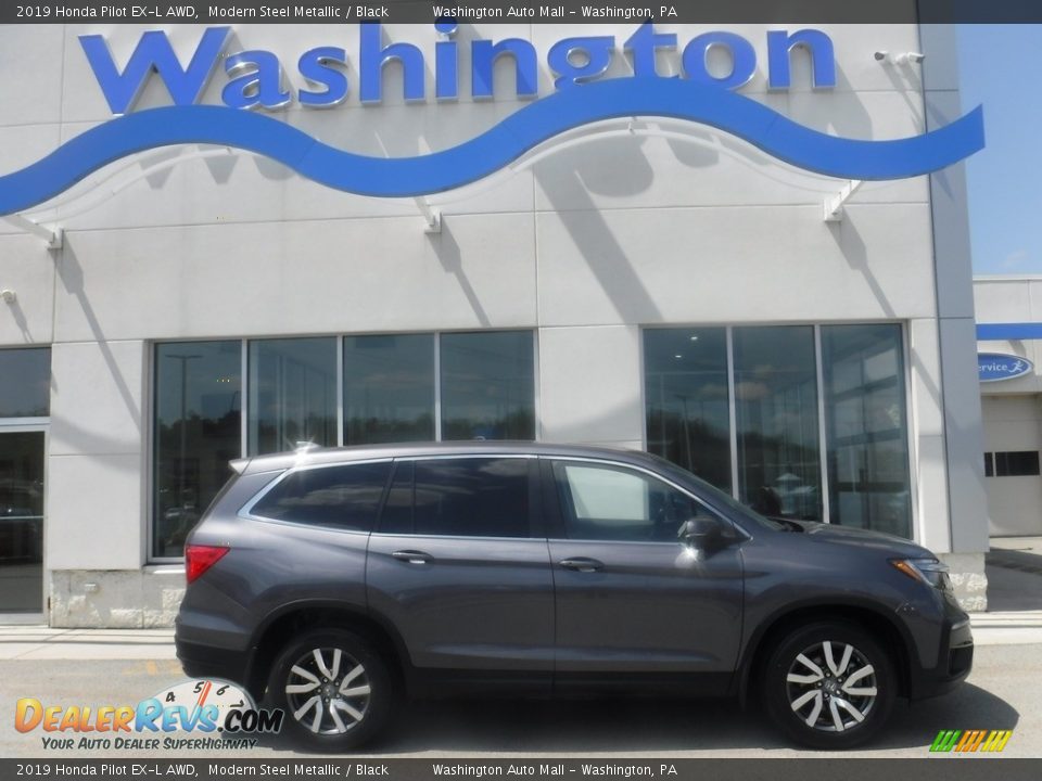 2019 Honda Pilot EX-L AWD Modern Steel Metallic / Black Photo #2