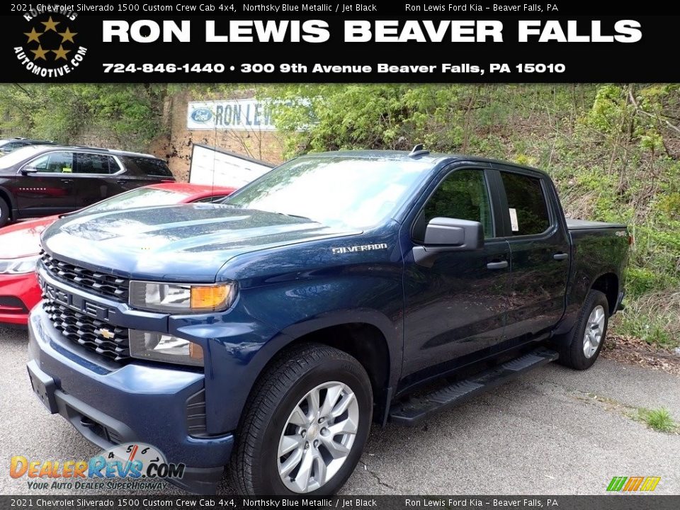2021 Chevrolet Silverado 1500 Custom Crew Cab 4x4 Northsky Blue Metallic / Jet Black Photo #1