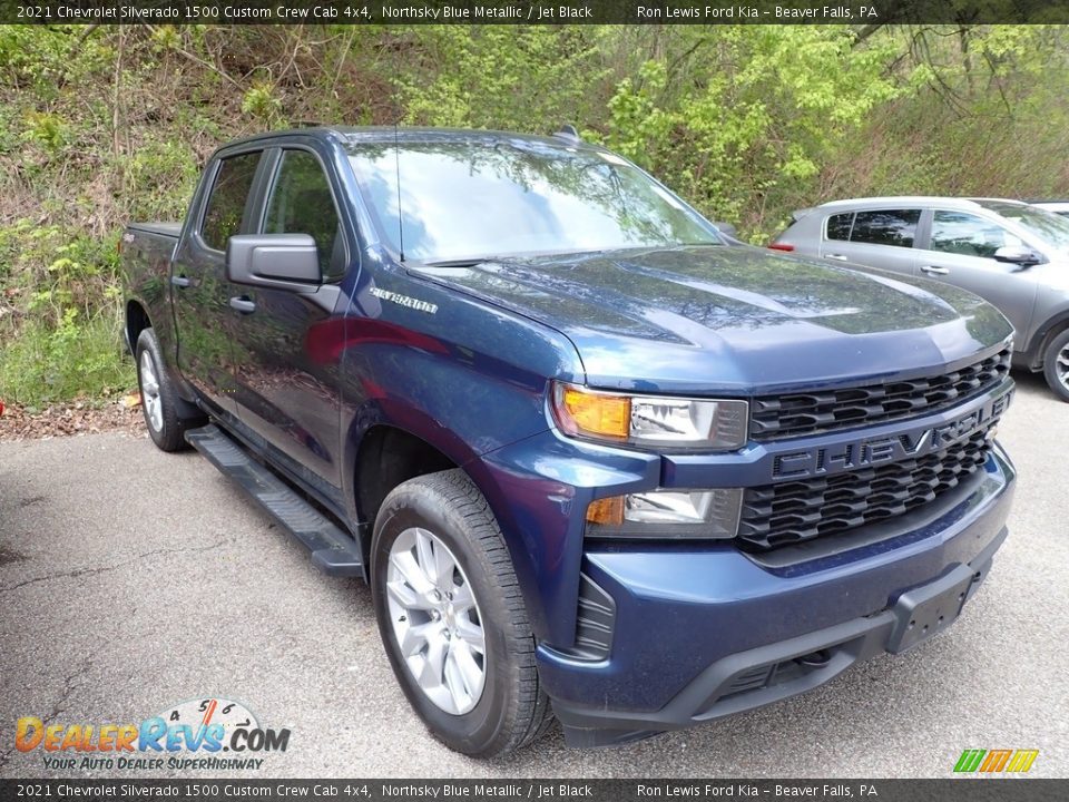 2021 Chevrolet Silverado 1500 Custom Crew Cab 4x4 Northsky Blue Metallic / Jet Black Photo #3