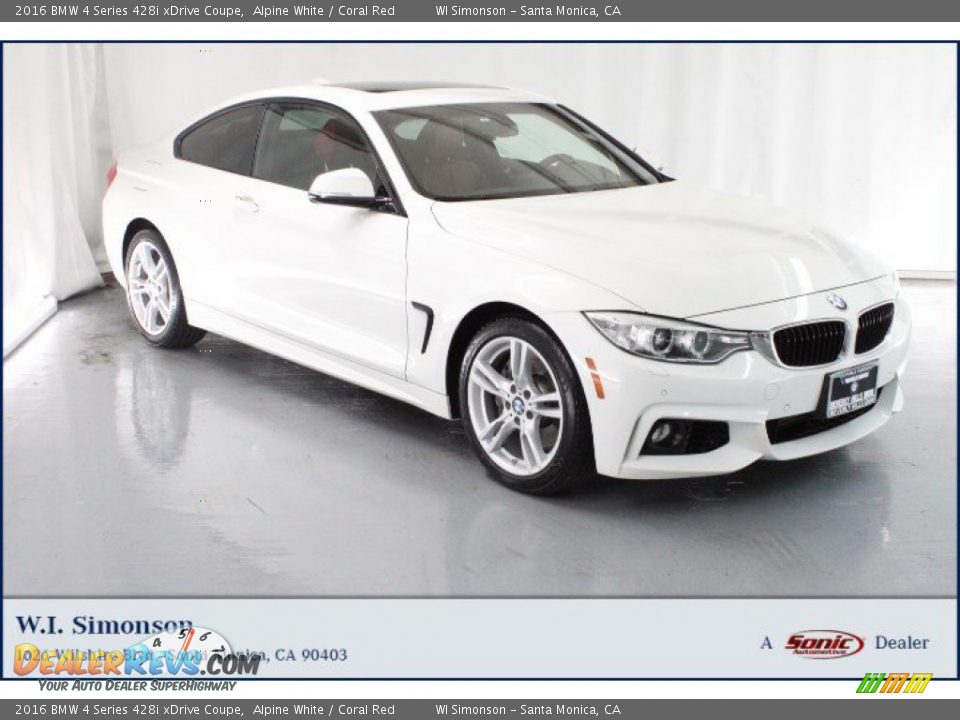 2016 BMW 4 Series 428i xDrive Coupe Alpine White / Coral Red Photo #1