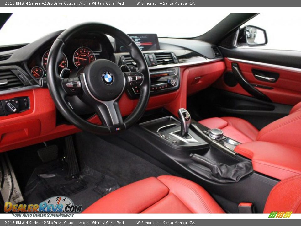 2016 BMW 4 Series 428i xDrive Coupe Alpine White / Coral Red Photo #7