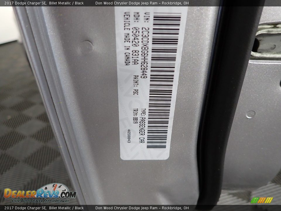 2017 Dodge Charger SE Billet Metallic / Black Photo #28