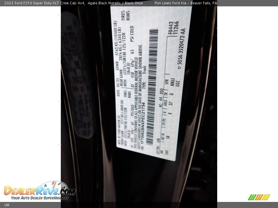 Ford Color Code UM Agate Black Metallic