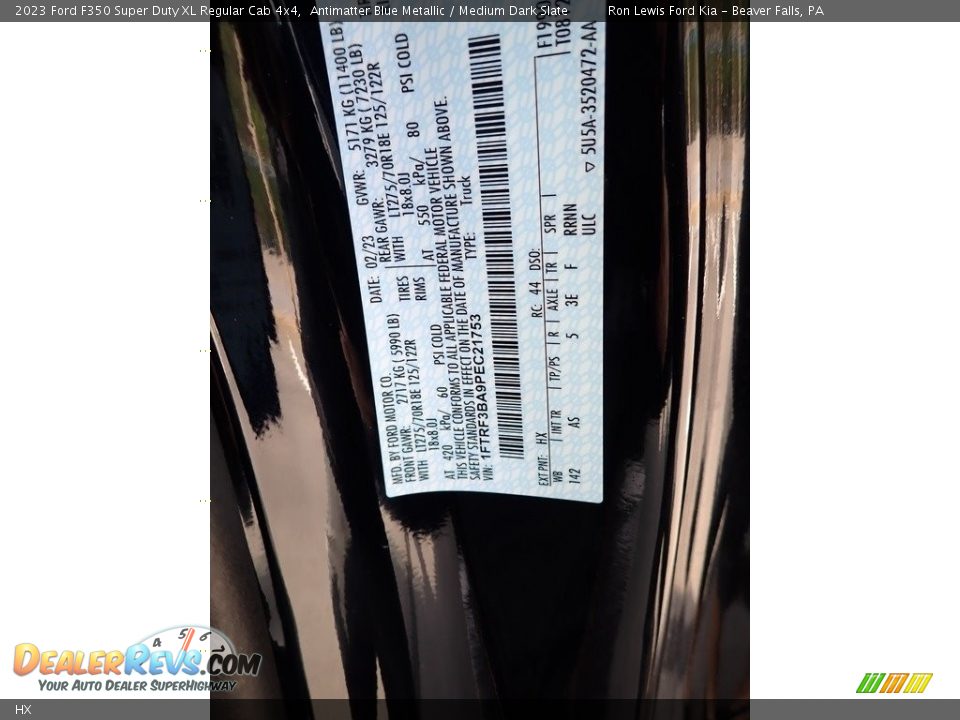 Ford Color Code HX Antimatter Blue Metallic