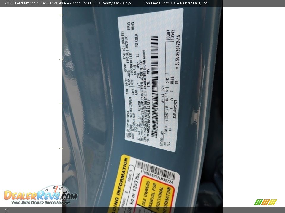 Ford Color Code KU Area 51