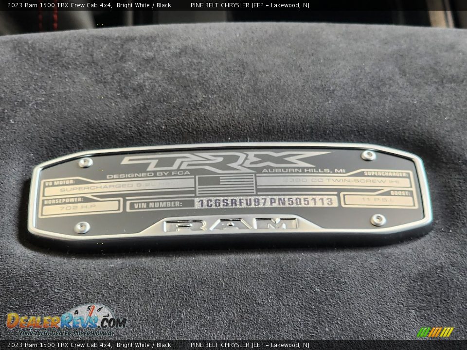 Info Tag of 2023 Ram 1500 TRX Crew Cab 4x4 Photo #11