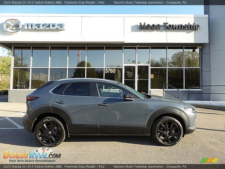 2023 Mazda CX-30 S Carbon Edition AWD Polymetal Gray Metallic / Red Photo #1