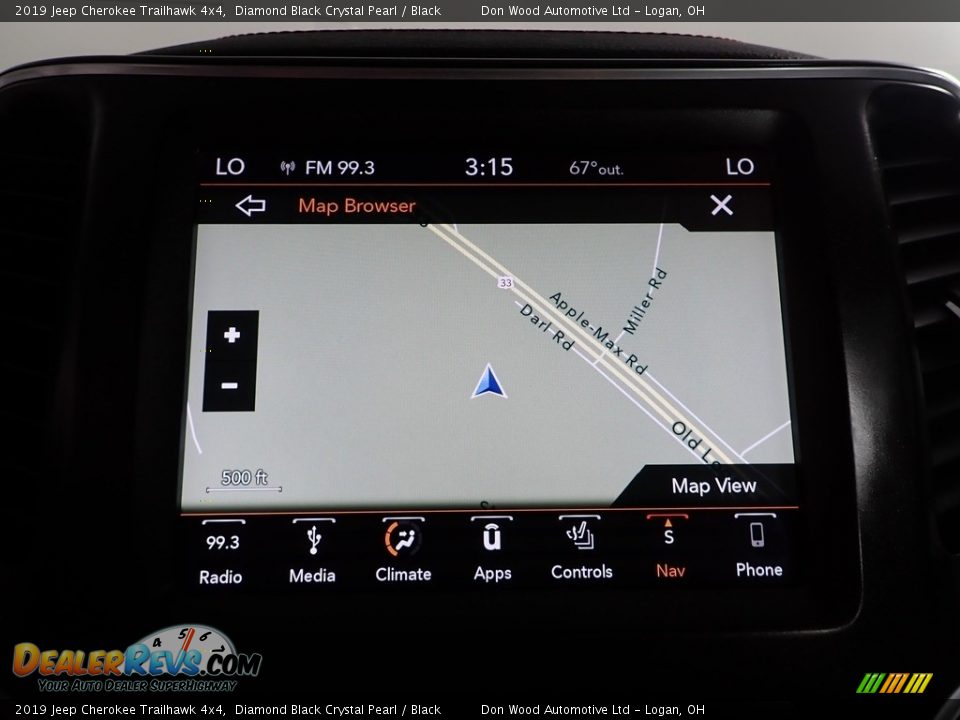 2019 Jeep Cherokee Trailhawk 4x4 Diamond Black Crystal Pearl / Black Photo #5