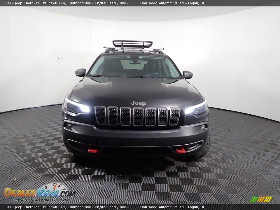 2019 Jeep Cherokee Trailhawk 4x4 Diamond Black Crystal Pearl / Black Photo #6