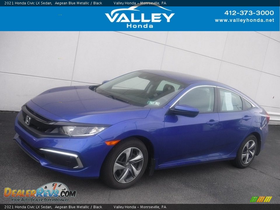 2021 Honda Civic LX Sedan Aegean Blue Metallic / Black Photo #1