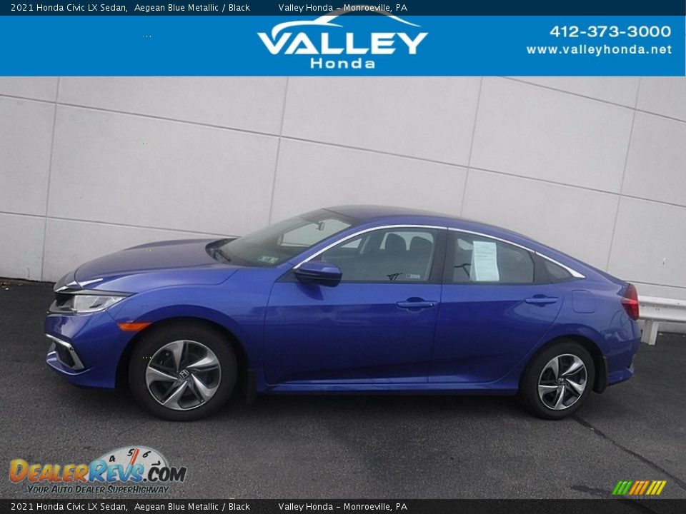 2021 Honda Civic LX Sedan Aegean Blue Metallic / Black Photo #2