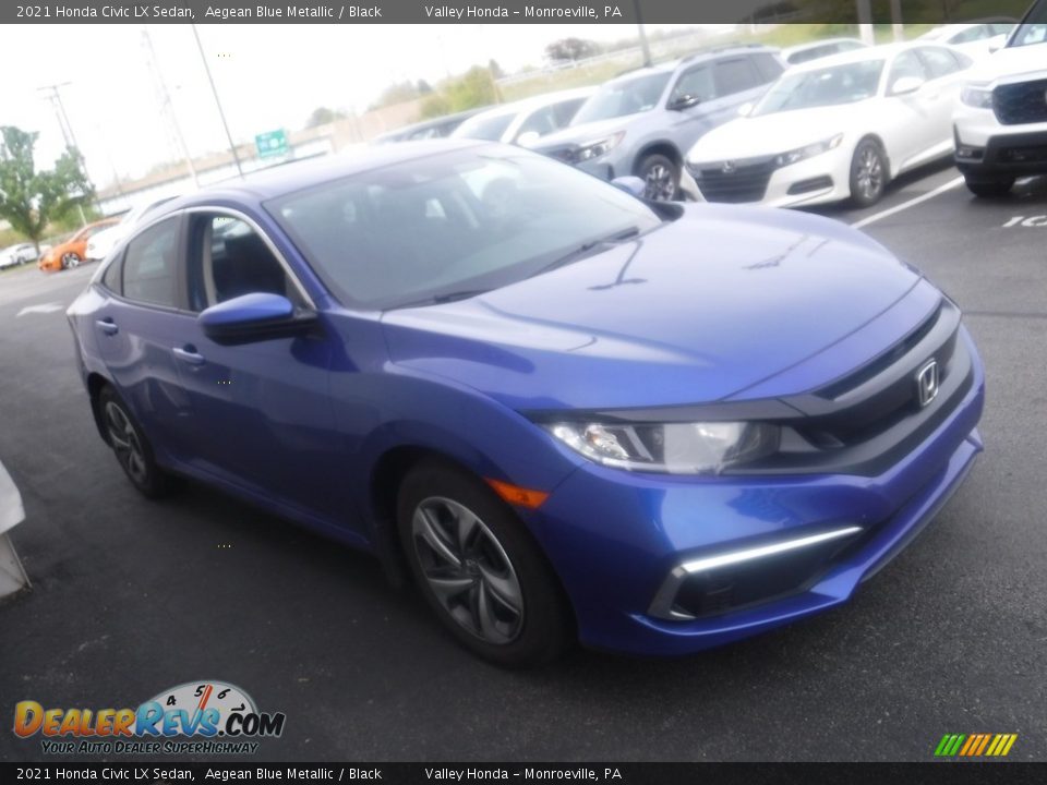2021 Honda Civic LX Sedan Aegean Blue Metallic / Black Photo #5