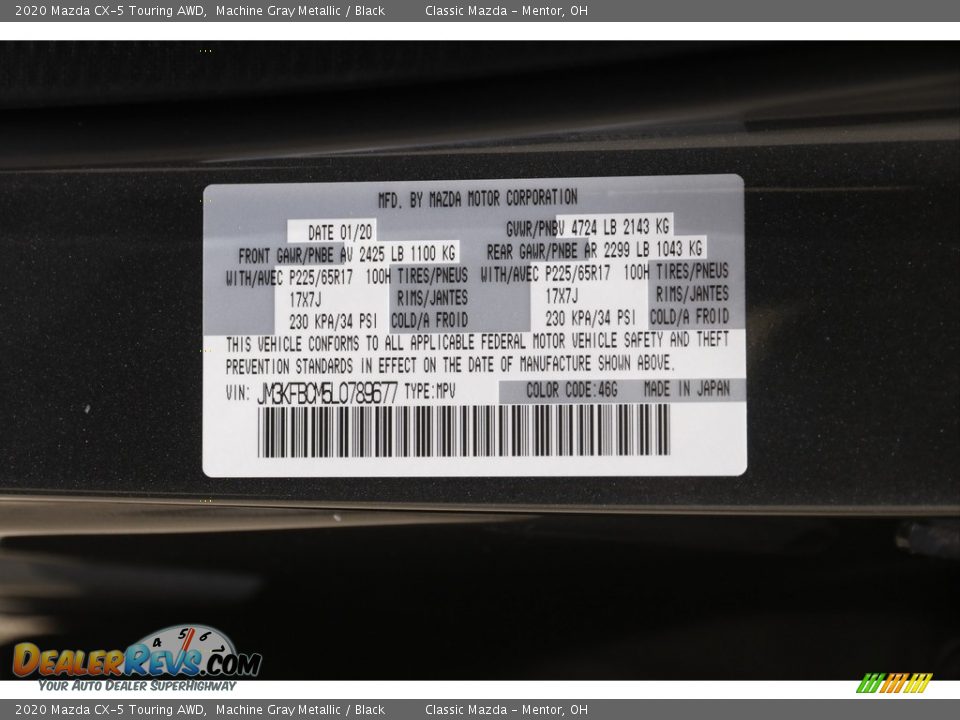 2020 Mazda CX-5 Touring AWD Machine Gray Metallic / Black Photo #21