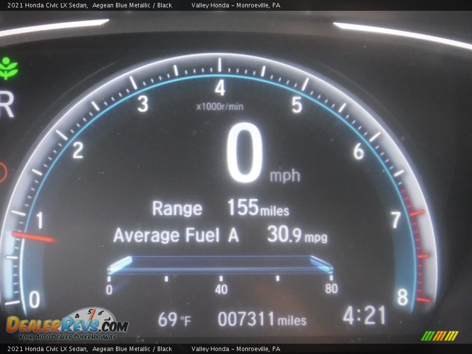 2021 Honda Civic LX Sedan Aegean Blue Metallic / Black Photo #28