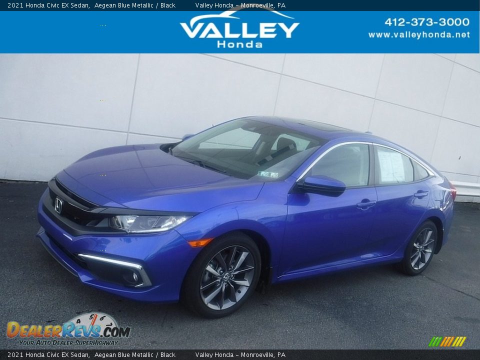 2021 Honda Civic EX Sedan Aegean Blue Metallic / Black Photo #1