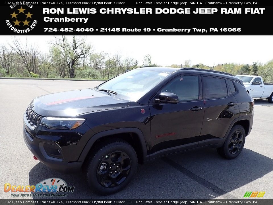 2023 Jeep Compass Trailhawk 4x4 Diamond Black Crystal Pearl / Black Photo #1