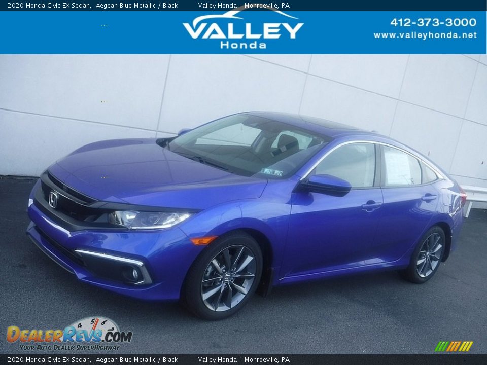 2020 Honda Civic EX Sedan Aegean Blue Metallic / Black Photo #1