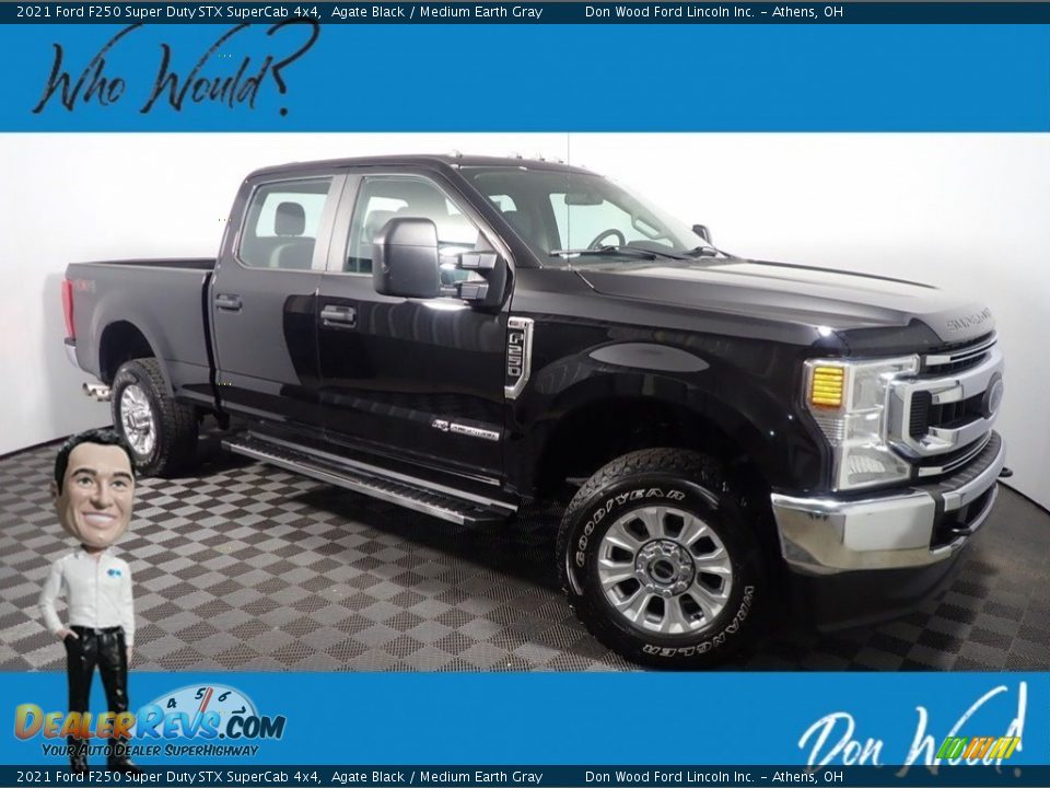 2021 Ford F250 Super Duty STX SuperCab 4x4 Agate Black / Medium Earth Gray Photo #1