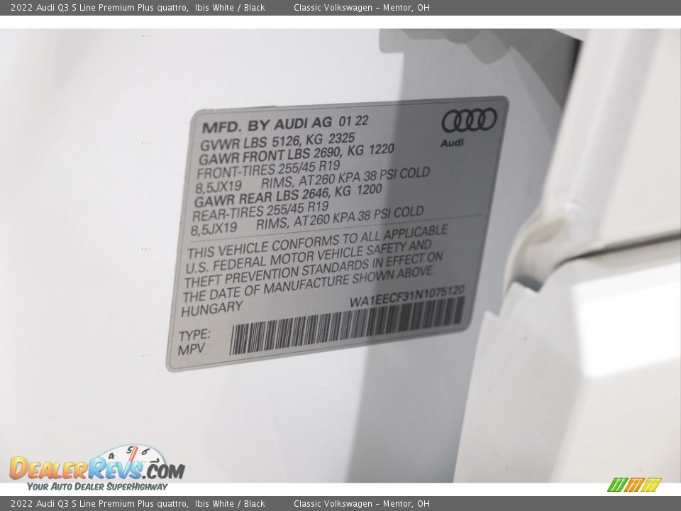 2022 Audi Q3 S Line Premium Plus quattro Ibis White / Black Photo #25