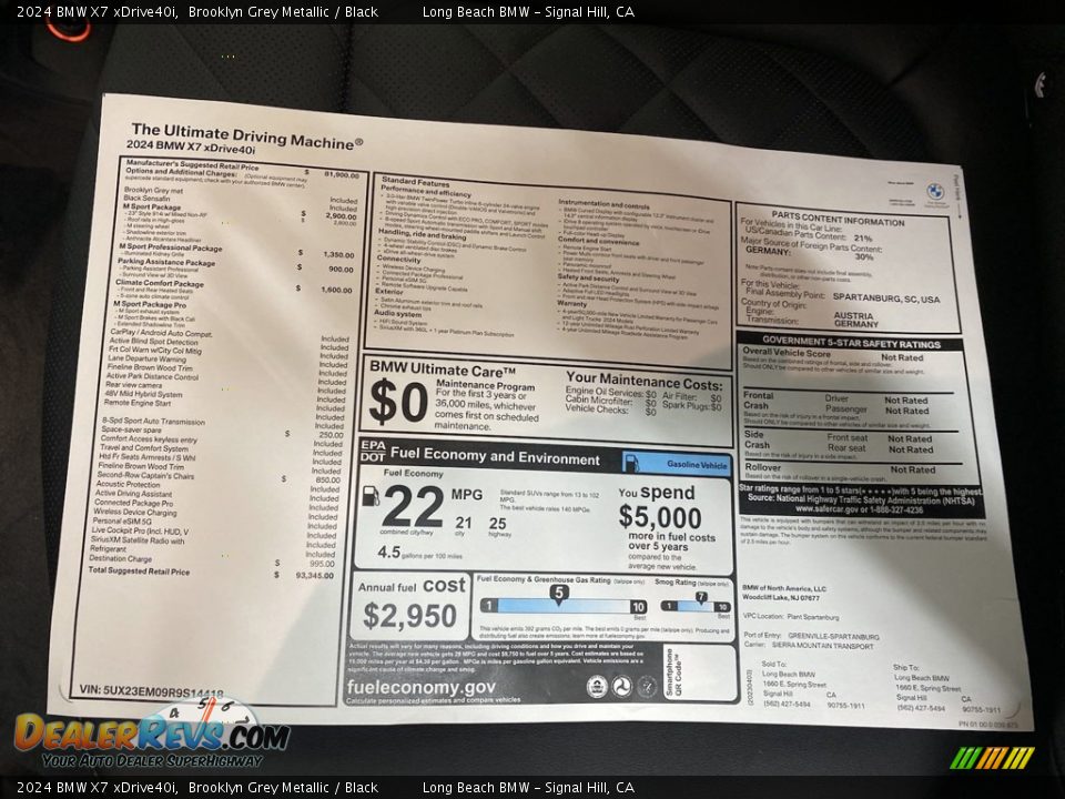 2024 BMW X7 xDrive40i Window Sticker Photo #25