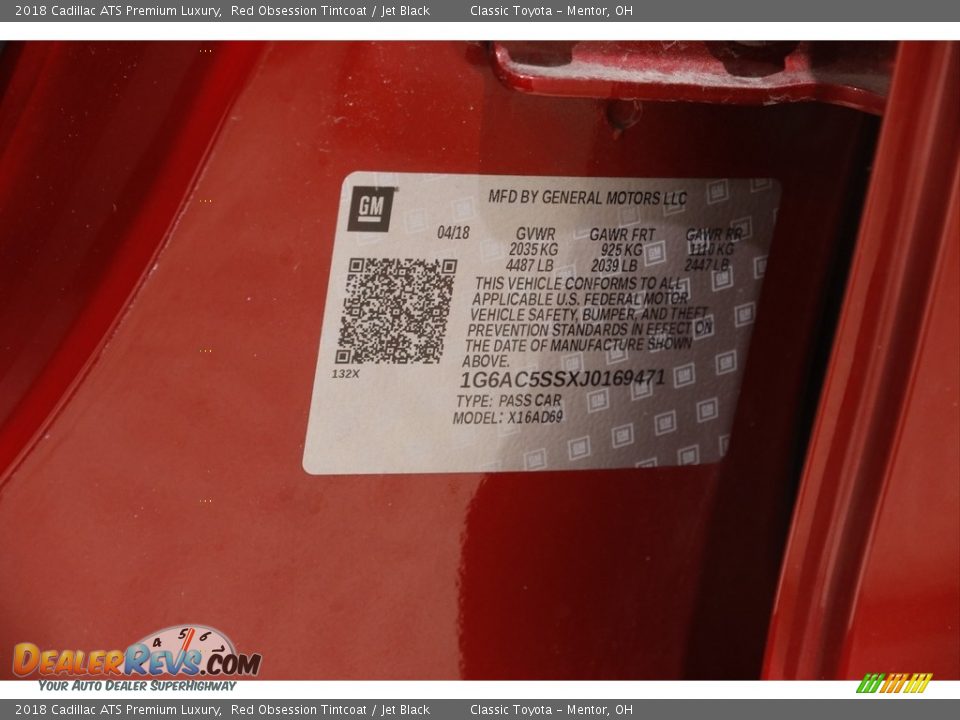 2018 Cadillac ATS Premium Luxury Red Obsession Tintcoat / Jet Black Photo #22