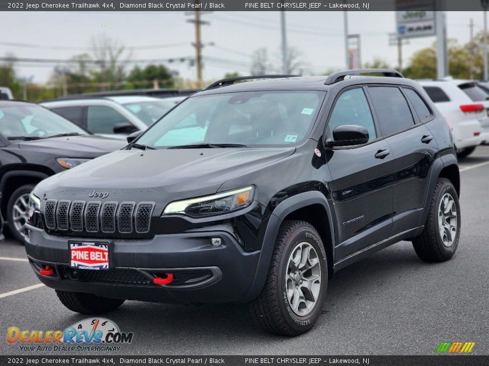 2022 Jeep Cherokee Trailhawk 4x4 Diamond Black Crystal Pearl / Black Photo #1