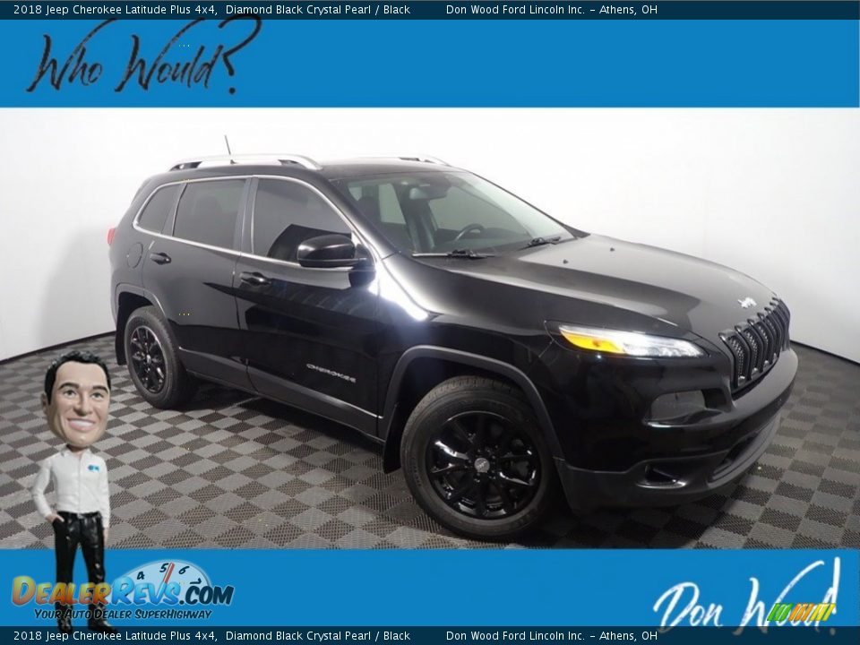 2018 Jeep Cherokee Latitude Plus 4x4 Diamond Black Crystal Pearl / Black Photo #1