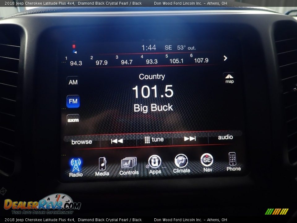 2018 Jeep Cherokee Latitude Plus 4x4 Diamond Black Crystal Pearl / Black Photo #25