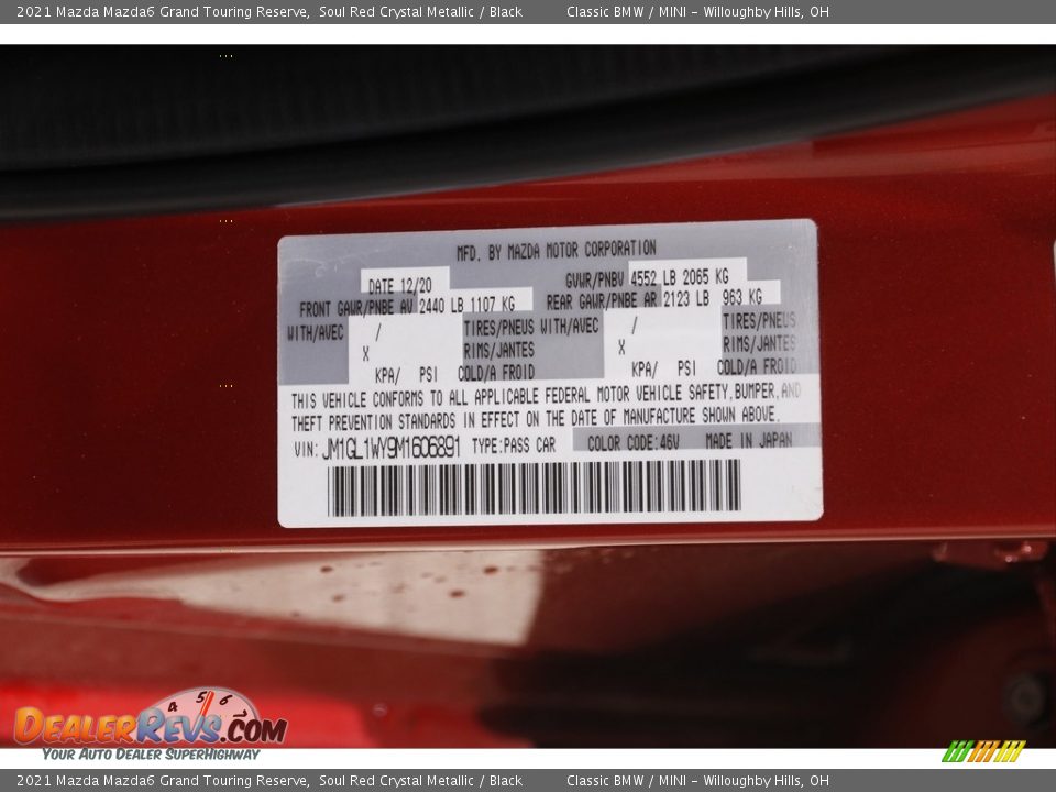 2021 Mazda Mazda6 Grand Touring Reserve Soul Red Crystal Metallic / Black Photo #22