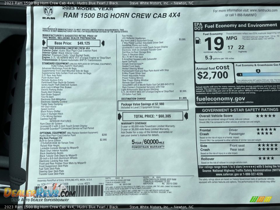 2023 Ram 1500 Big Horn Crew Cab 4x4 Hydro Blue Pearl / Black Photo #34