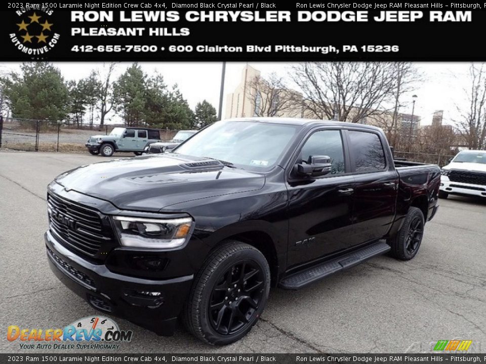 2023 Ram 1500 Laramie Night Edition Crew Cab 4x4 Diamond Black Crystal Pearl / Black Photo #1