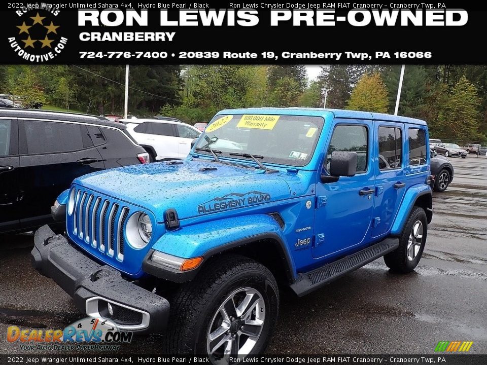 2022 Jeep Wrangler Unlimited Sahara 4x4 Hydro Blue Pearl / Black Photo #1