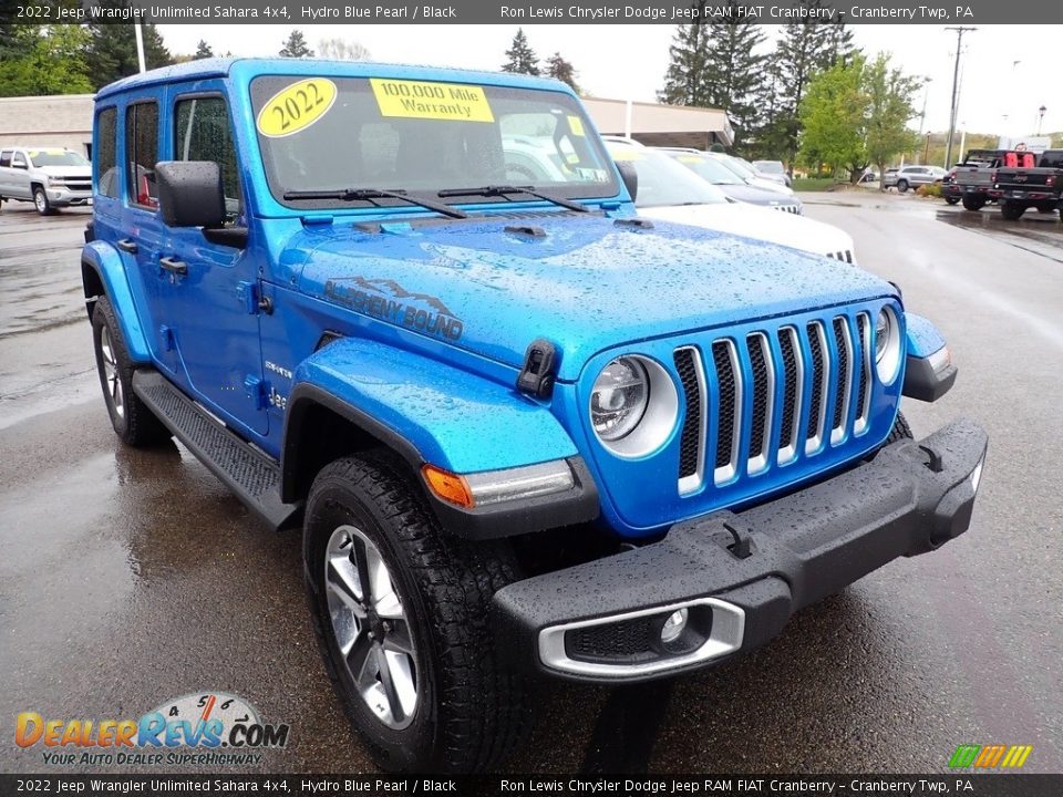 2022 Jeep Wrangler Unlimited Sahara 4x4 Hydro Blue Pearl / Black Photo #3