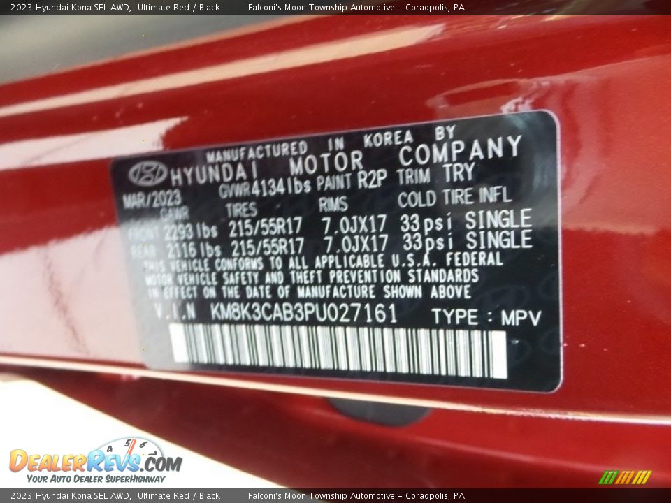 2023 Hyundai Kona SEL AWD Ultimate Red / Black Photo #18